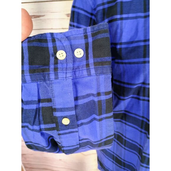 Tommy Hilfiger Men's Regular Fit Cotton Blue Plaid Flannel Long Sleeve Casual - Picture 7 of 10